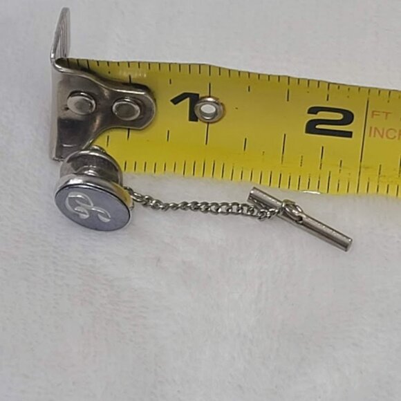 Vintage Silver Tone Letter P Monogram Mens Tie Tac Pin Oval - Picture 5 of 5